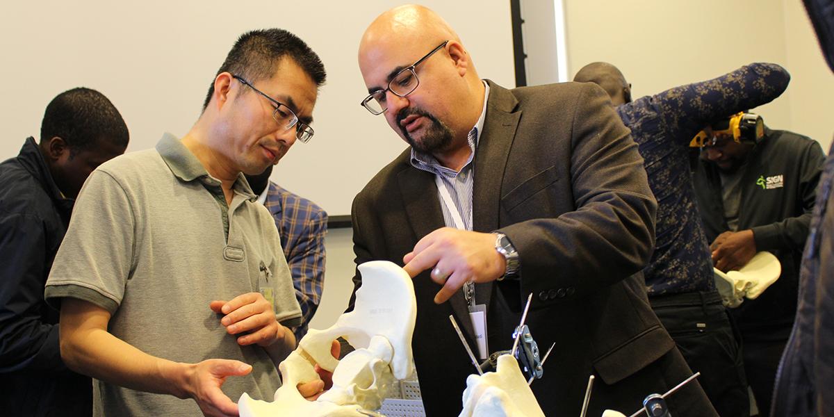 bone model with 2 men