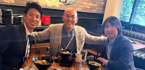 Dr. C. Benjamin Ma, chair of UCSF Orthopaedic Surgery, at center, with collaborators at ORS 2026 in Charlotte. (Photo: UCSF Department of Orthopaedic Surgery)