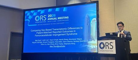 UCSF’s Alex Youn presents at ORS 2026.   (Photo: UCSF Department of Orthopaedic Surgery) 